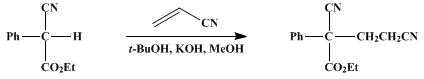 Reaction equation for α-PHENYL-α-CARBETHOXYGLUTARONITRILE (Butyric acid, 2,4-dicyano-2-phenyl-, ethyl ester)