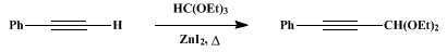 Reaction equation for PHENYLPROPARGYLALDEHYDE DIETHYL ACETAL (Propiolaldehyde, phenyl-, diethyl acetal)