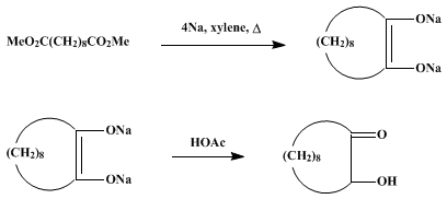 Reaction equation for SEBACOIN (Cyclodecanone, 2-hydroxy-)