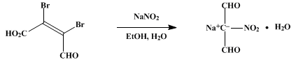 Reaction equation for SODIUM NITROMALONALDEHYDE MONOHYDRATE (Malonaldehyde, nitro-, sodium derivative)