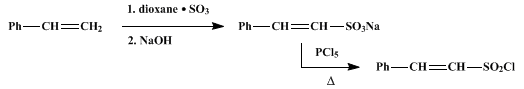 Reaction equation for SODIUM β-STYRENESULFONATE AND β-STYRENESULFONYL CHLORIDE (Ethenesulfonic acid, 2-phenyl-, sodium salt)