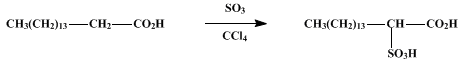 Reaction equation for α-SULFOPALMITIC ACID (Hexadecanoic acid, 2-sulfo-)