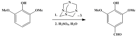 Reaction equation for SYRINGIC ALDEHYDE (Syringaldehyde)