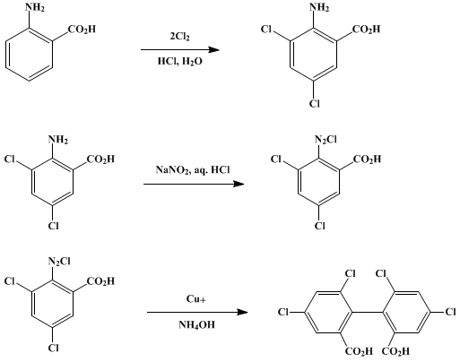 Reaction equation for dl-4,4',6,6'-TETRACHLORODIPHENIC ACID (dl-Diphenic acid, 4,4',6,6'-tetrachloro-)