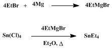 Reaction equation for TETRAETHYLTIN (Tin, tetraethyl-)