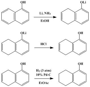 Reaction equation for ar-TETRAHYDRO-α-NAPHTHOL (1-Naphthol, 5,6,7,8-tetrahydro-)
