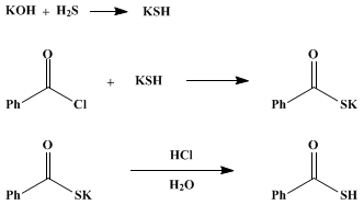 Reaction equation for THIOBENZOIC ACID (Benzoic acid, thio)