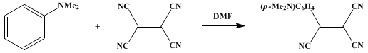 Reaction equation for p-TRICYANOVINYL-N,N-DIMETHYLANILINE (Ethenetricarbonitrile, p-dimethylaminophenyl-)