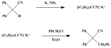 Reaction equation for α,α,β-TRIPHENYLPROPIONITRILE (Propionitrile, 2,2,3-triphenyl-)