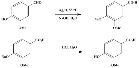 Reaction equation for VANILLIC ACID (I. SILVER OXIDE METHOD)