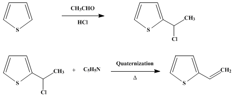 Reaction equation for 2-VINYLTHIOPHENE (Thiophene, 2-vinyl-)