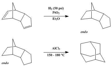 Reaction equation for ADAMANTANE (Tricyclo[3.3.1.13,7] decane)