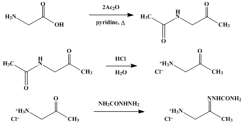 Reaction equation for AMINOACETONE SEMICARBAZONE HYDROCHLORIDE (Amino-2-propanone, semicarbazone hydrochloride)