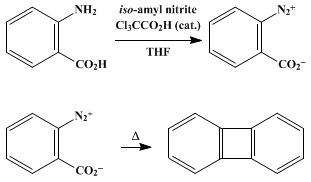 Reaction equation for BENZENEDIAZONIUM-2-CARBOXYLATE AND BIPHENYLENE (Benzenediazonium, o-carboxy-, hydroxide, inner salt)