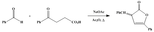 Reaction equation for α-BENZYLIDENE-γ-PHENYL-Δβ,γ-BUTENOLIDE (Cinnamic acid, α-(β-hydroxystyryl)-, γ-lactone)