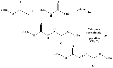 Reaction equation for t-BUTYL AZODIFORMATE (Formic acid, azodi-, di-tert-butyl ester)