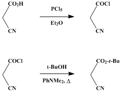 Reaction equation for t-BUTYL CYANOACETATE (Cyanoacetic acid, tert-butyl ester)