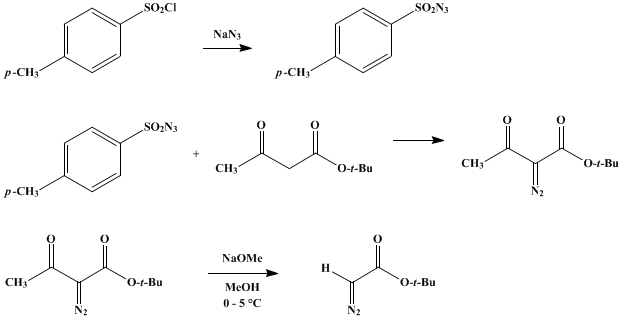 Reaction equation for t-BUTYL DIAZOACETATE (Acetic acid, diazo-, tert-butyl ester)