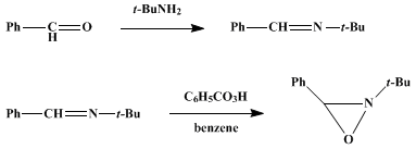 Reaction equation for 2-t-BUTYL-3-PHENYLOXAZIRANE (Oxaziridine, 2-t-butyl-3-phenyl-)