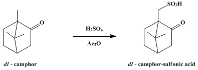 Reaction equation for D,L-10-CAMPHORSULFONIC ACID (REYCHLER'S ACID)