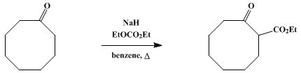 Reaction equation for 2-CARBETHOXYCYCLOOCTANONE (2-Oxocyclooctanecarboxylic acid, ethyl ester)