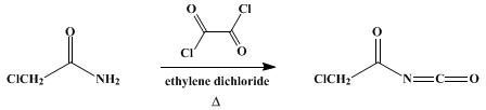 Reaction equation for α-CHLOROACETYL ISOCYANATE (Isocyanic acid, anhydride with chloroacetic acid)