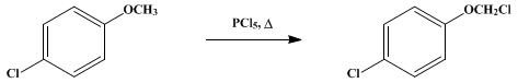 Reaction equation for p-CHLOROPHENOXYMETHYL CHLORIDE (Anisole, p-a-dichloro-)