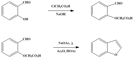 Reaction equation for COUMARONE (Benzofuran)