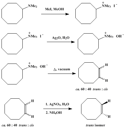 Reaction equation for trans-CYCLOOCTENE