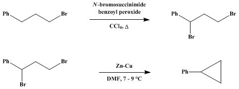 Reaction equation for CYCLOPROPYLBENZENE (Benzene, cyclopropyl-)