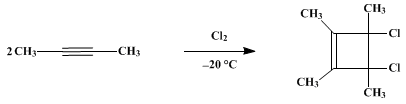 Reaction equation for 3,4-DICHLORO-1,2,3,4-TETRAMETHYLCYCLOBUTENE (Cyclobutene, 1,2,3,4-tetramethyl-3,4-dichloro-)