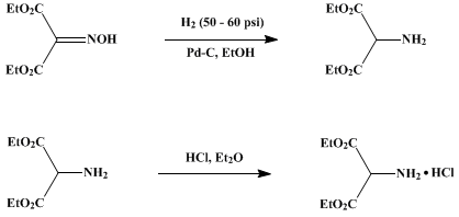 Reaction equation for DIETHYL AMINOMALONATE HYDROCHLORIDE (Malonic acid, amino-, diethyl ester, hydrochloride)