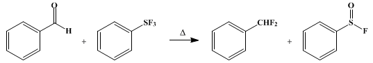 Reaction equation for α,α-DIFLUOROTOLUENE AND BENZENESULFINYL FLUORIDE (Toluene, α,α-difluoro-)
