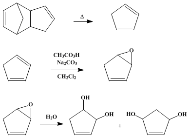 Reaction equation for DIHYDROXYCYCLOPENTENE (Cyclopentenediol)