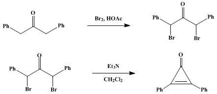 Reaction equation for DIPHENYLCYCLOPROPENONE