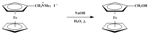 Reaction equation for HYDROXYMETHYLFERROCENE (Iron, cyclopentadienyl[(hydroxymethyl)cyclopentadienyl]-)