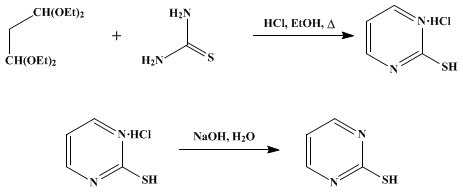 Reaction equation for 2-MERCAPTOPYRIMIDINE (2-Pyrimidinethiol)