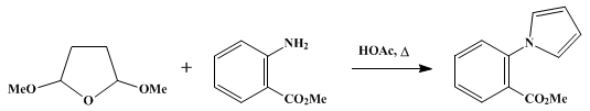 Reaction equation for 1-(2-METHOXYCARBONYLPHENYL)PYRROLE (Pyrrole, 1-(2-methoxycarbonylphenyl)-)