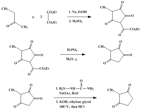 Reaction equation for 2-METHYLCYCLOPENTANE-1,3-DIONE (1,3-Cyclopentanedione, 2-methyl-)