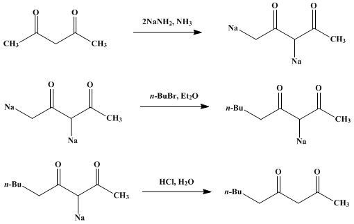 Reaction equation for 2,4-NONANEDIONE