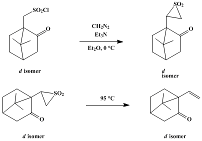 Reaction equation for D-2-OXO-7,7-DIMETHYL-1-VINYLBICYCLO[2.2.1]HEPTANE (2-Norbornanone, 7,7-dimethyl-1-vinyl-, D-)