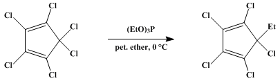 Reaction equation for 1,2,3,4,5-PENTACHLORO-5-ETHYLCYCLOPENTADIENE (Cyclopentadiene, 1,2,3,4,5-pentachloro-5-ethyl-)
