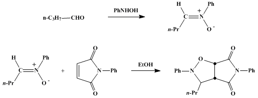 Reaction equation for 2-PHENYL-3-n-PROPYLISOXAZOLIDINE-4,5-cis-DICARBOXYLIC ACID N-PHENYLIMIDE