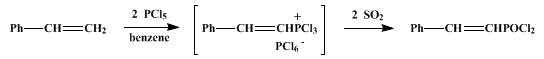 Reaction equation for STYRYLPHOSPHONIC DICHLORIDE (Phosphonic dichloride, styryl-)