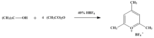 Reaction equation for 2,4,6-TRIMETHYLPYRYLIUM TETRAFLUOROBORATE