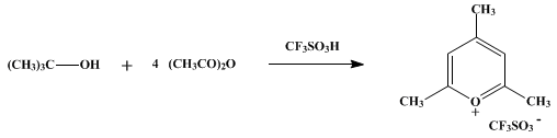 Reaction equation for 2,4,6-TRIMETHYLPYRYLIUM TRIFLUOROMETHANESULFONATE