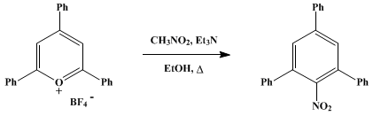 Reaction equation for 2,4,6-TRIPHENYLNITROBENZENE (Benzene, 2-nitro-1,3,5-triphenyl-)