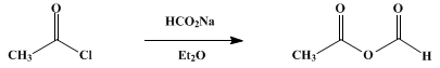 Reaction equation for ACETIC FORMIC ANHYDRIDE (Acetic acid, anhydride with formic acid)