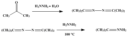 Reaction equation for ACETONE HYDRAZONE (2-Propanone, hydrazone)