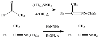 Reaction equation for PREPARATION OF HYDRAZONES: ACETOPHENONE HYDRAZONE (Ethanone, 1-phenyl-, hydrazone)
